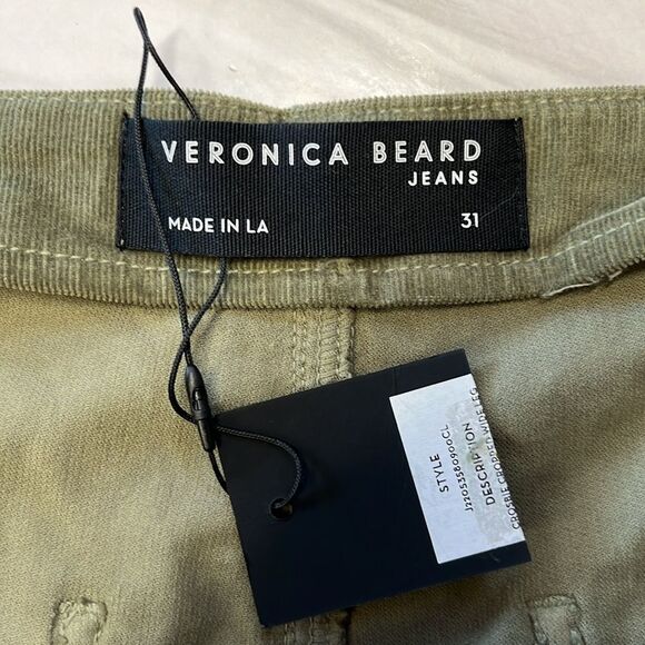 NWT Veronica Beard | Crosbie Crop Green Clover Corduroy Wide Crop Leg Pant 31/12 - Picture 8 of 11
